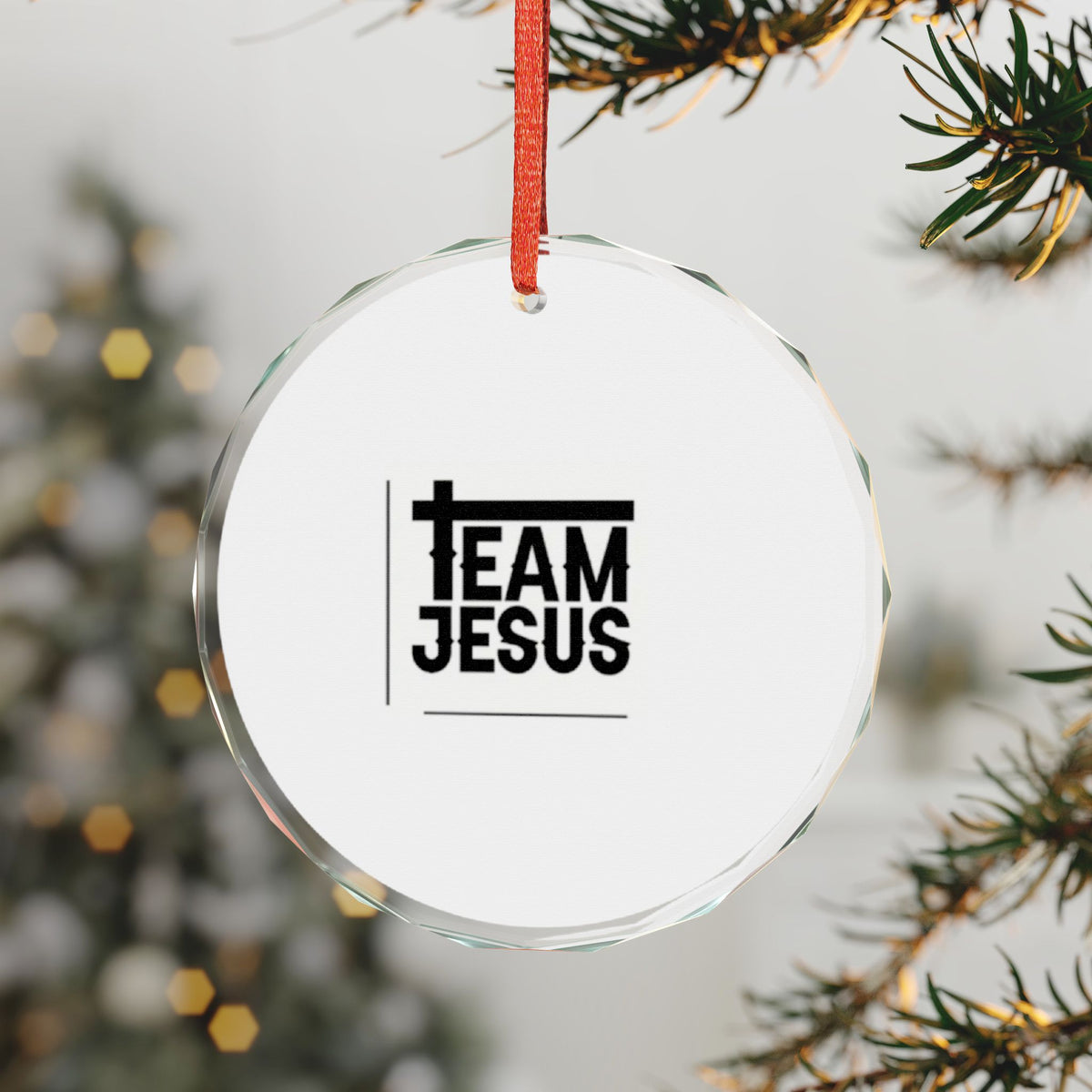Team Jesus Christian Glass Christmas Ornament