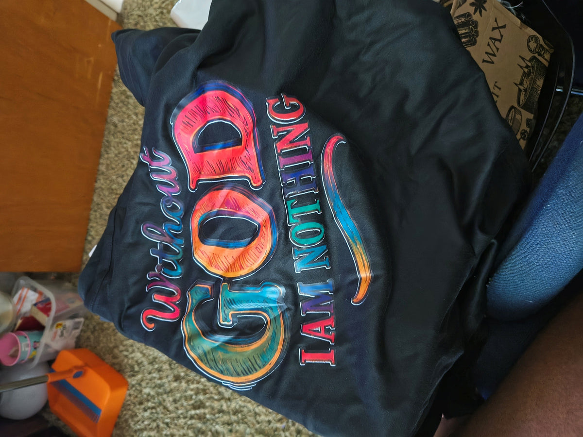 Short sleeved Christian T'Shirt-Without God I am nothing